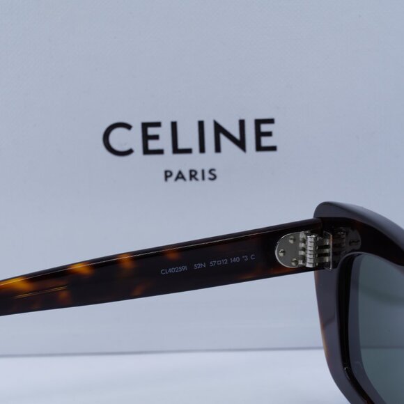 Celine CL40259I 52N Rectangle Sunglasses - Dark Havana/Green - Picture 8 of 11